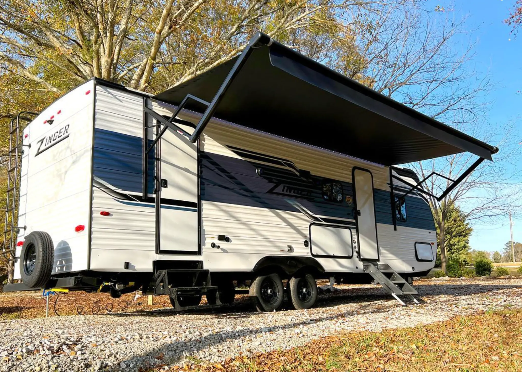 Spacious trailer camping setup